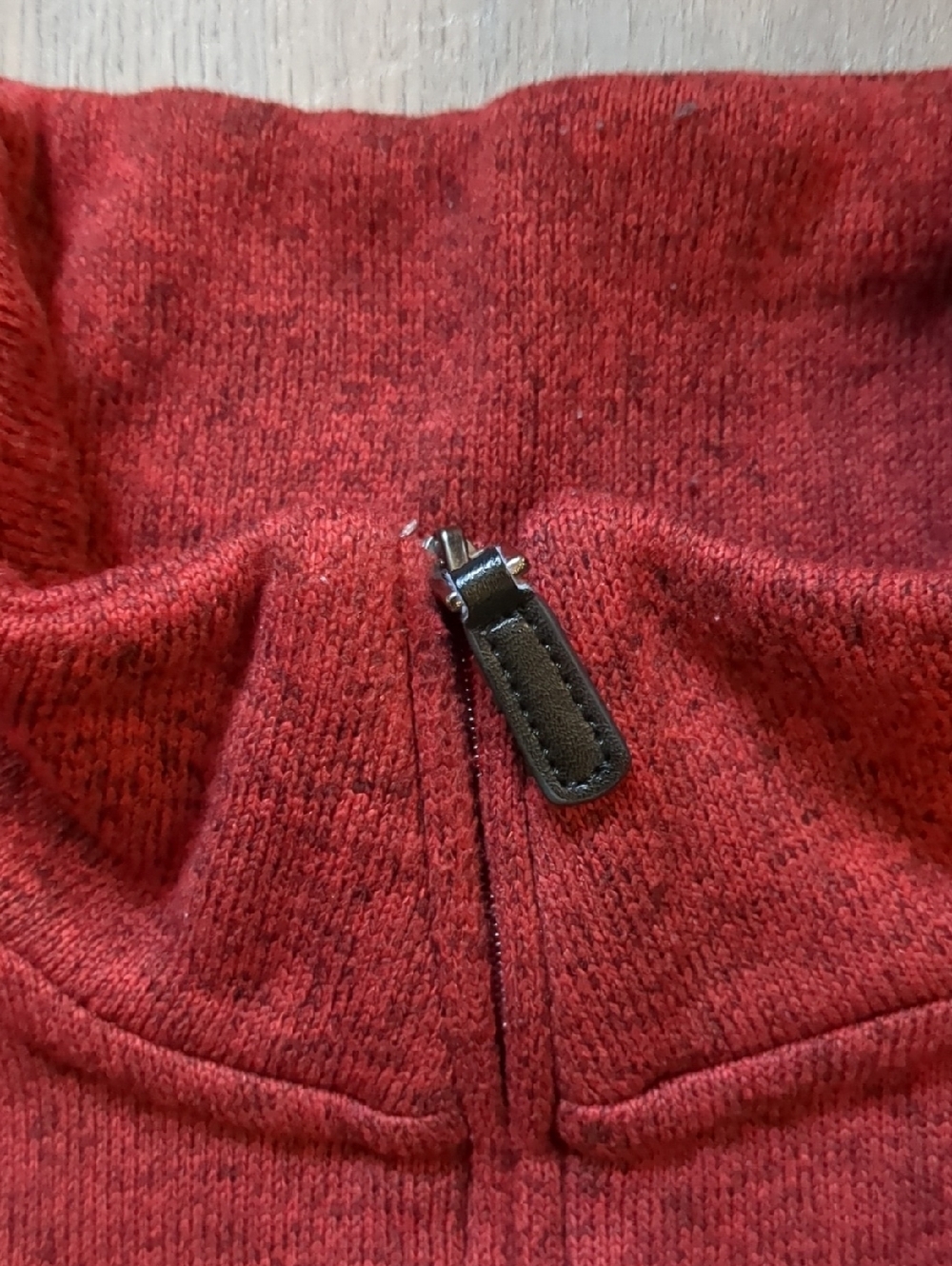 MENS WRANGLER AUTHENTICS 1/4 ZIP SWEATER PULLOVER (HEATHER RED) SIZE L - Picture 4 of 8